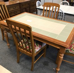 tile inlay kitchen table and chairs with cushions