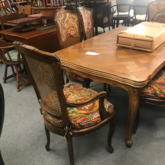 value thrift shop wood dining table and custom chairs.heic